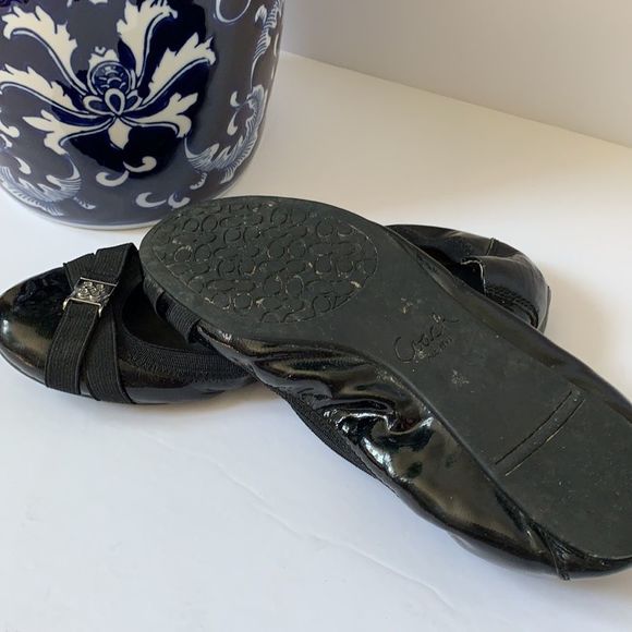 Coach shiny black ballet flats size 7 - Picture 4 of 5